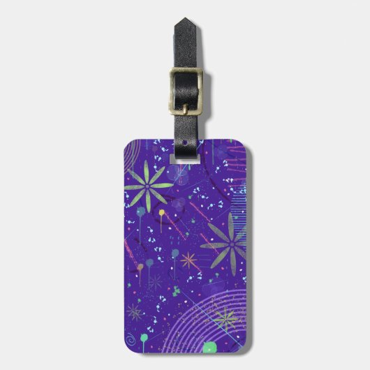 Paarse schemeringsparty bagagelabel (Voorkant verticaal)