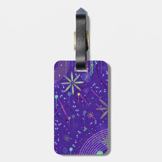 Paarse schemeringsparty bagagelabel (Achterkant verticaal)