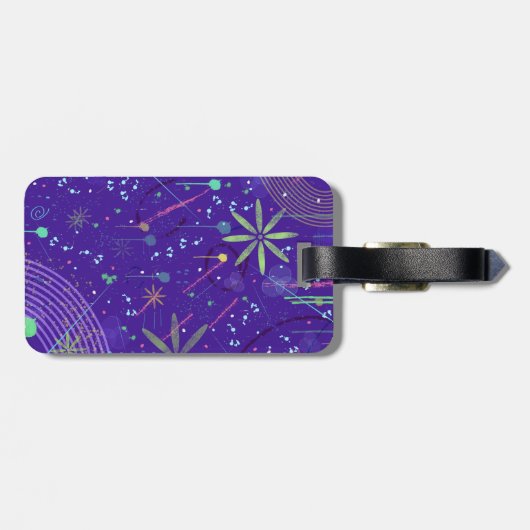Paarse schemeringsparty bagagelabel (Achterkant horizontaal)