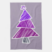 Paarse Schetsachtige Kerstboom Handdoek (Verticaal)