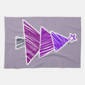 Paarse schetsmatige kerstboom handdoek (Horizontaal)