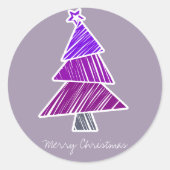 Paarse Schetsmatige Kerstboom Sticker (Voorkant)