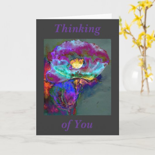 paarse schilderij van middagpapaver kaart (Gele Bloem)