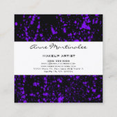 Paarse schilderplaat op zwart vierkante visitekaartje (Achterkant)