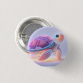 Paarse Schildpad Ronde Button 3,2 Cm (Voorkant /achterkant)
