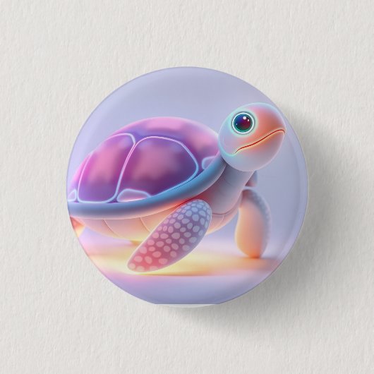 Paarse Schildpad Ronde Button 3,2 Cm (Voorkant)