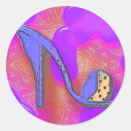 paarse schoen op roze en paarse achtergrond ronde sticker