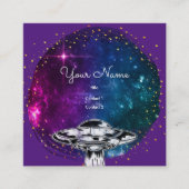 Paarse schoensper vliegen in het artistieke sterre vierkante visitekaartje (Voorkant)