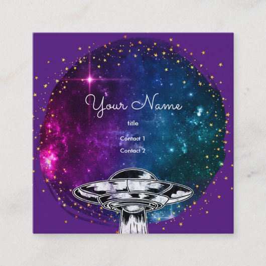Paarse schoensper vliegen in het artistieke sterre vierkante visitekaartje (Voorkant)