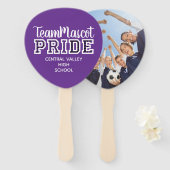 Paarse school Pride Mascot Naam Handboek Handwaaier (Voorkant en achterkant)