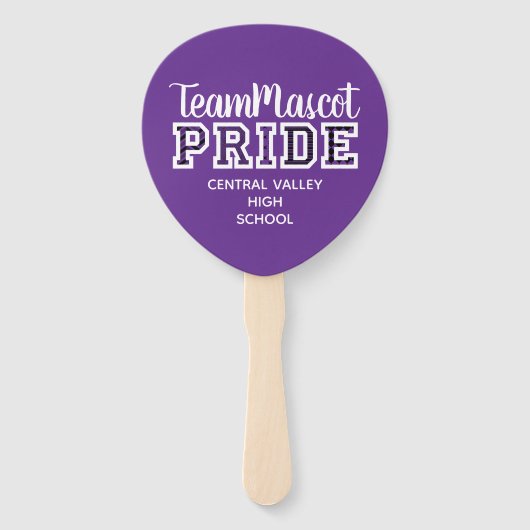 Paarse school Pride Mascot Naam Handboek Handwaaier (Voorkant)