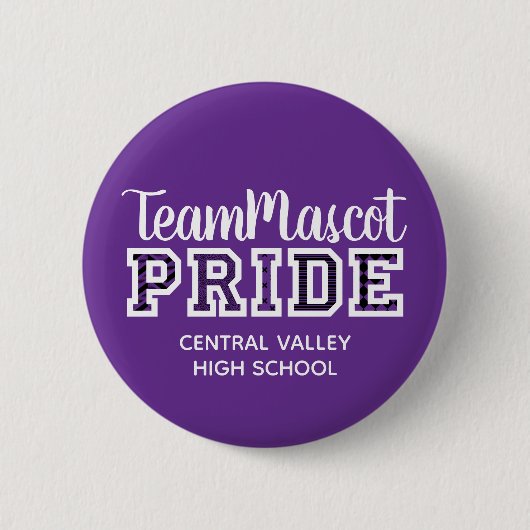 Paarse School Pride Mascot Name Button (Voorkant)