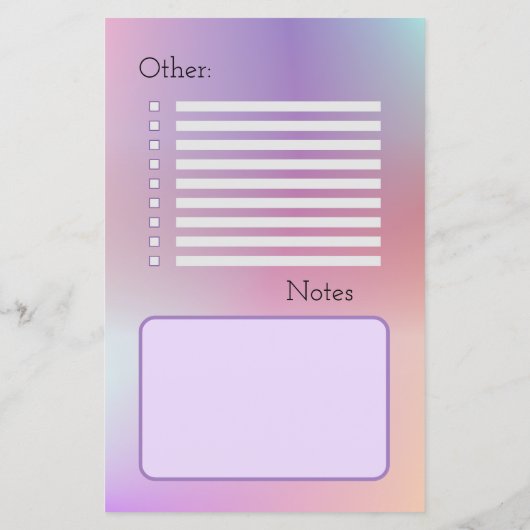 paarse schoolbenodigdheden checklist (Achterkant)