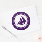 Paarse Schooner Zeilboot Ronde Stickers (Envelop)