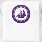 Paarse Schooner Zeilboot Ronde Stickers (Tas)