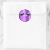 Paarse schoonheid Glitter Lashes Makeup Artist Cle Ronde Sticker (Tas)