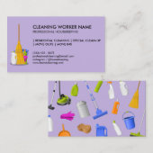Paarse schoonmaakdienst Woonbewaarder Janitorial Visitekaartje (Voorkant / Achterkant)