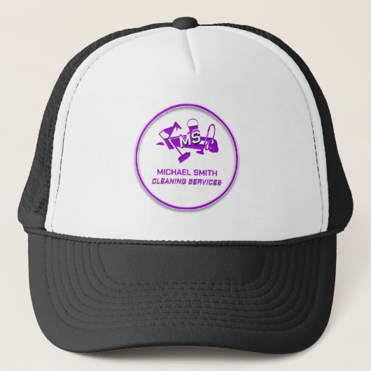 Paarse schoonmaakdiensten Merk Custom Logo Cute Trucker Pet (Voorkant)