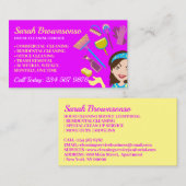 Paarse schoonmaakster van de Janitorial Lady House Visitekaartje (Voorkant / Achterkant)