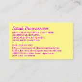 Paarse schoonmaakster van de Janitorial Lady House Visitekaartje (Achterkant)