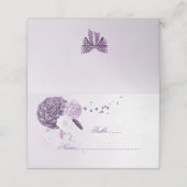 paarse schoppen, bloemen en strikjes plaatskaartje (Buitenkant ongevouwen)