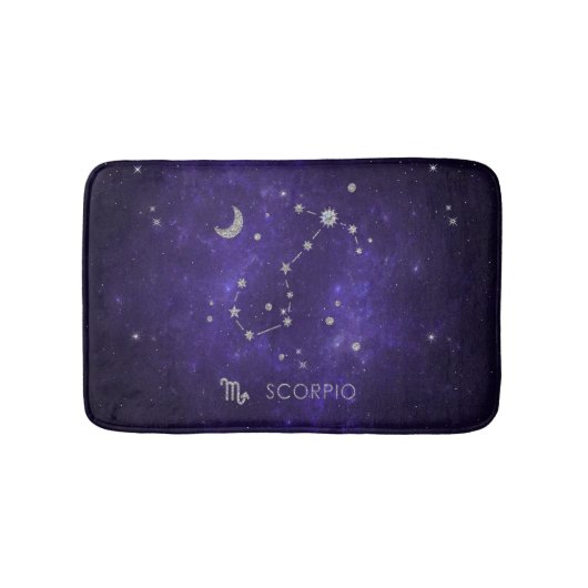 Paarse Schorpioen van dierenriem | Kosmische Astro Badmat (Voorkant)