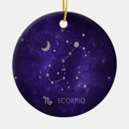 Paarse Schorpioen van dierenriem | Kosmische Astro Keramisch Ornament (Voorkant)