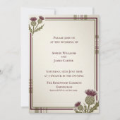 Paarse Schotse Bruiloft met Thistle Hoek Kaart (Voorkant)