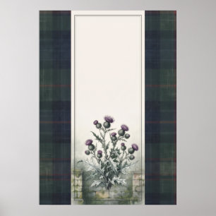 Paarse Schotse Distel Groene Tartan Poster