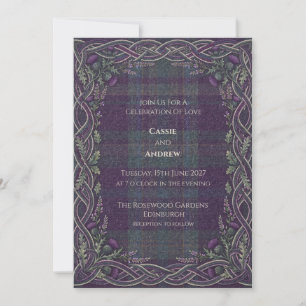 Paarse Schotse Distel Tartan Trouw Kaart