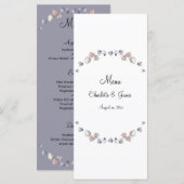 Paarse Schotse heide bruiloft Menu (Voorkant / Achterkant)