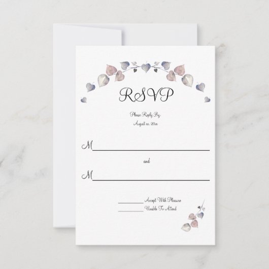 Paarse Schotse heide bruiloft RSVP Kaartje (Voorkant)