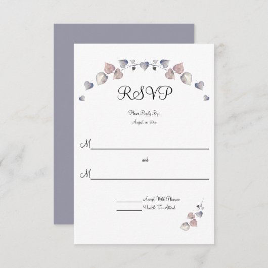 Paarse Schotse heide bruiloft RSVP Kaartje (Voorkant / Achterkant)