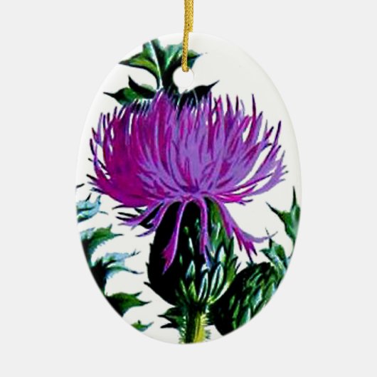 Paarse Schotse tuin Thistle Keramisch Ornament (Voorkant)