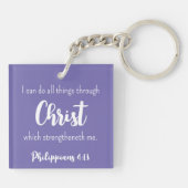 Paarse Schrift Filippenzen 4:13 Vlinder Bloem Sleutelhanger (Achterkant)