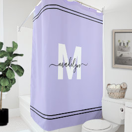 Paarse Schrift Monogram Naam Douchegordijn