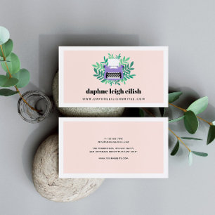 Paarse schrijfmachine Greenery Auteur Schrijver Visitekaartje