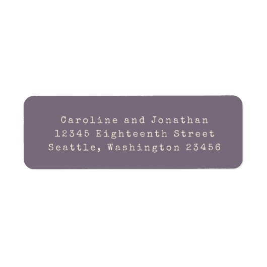 Paarse schrijfmachine — Typografie — Retouradres v Etiket (Voorkant)