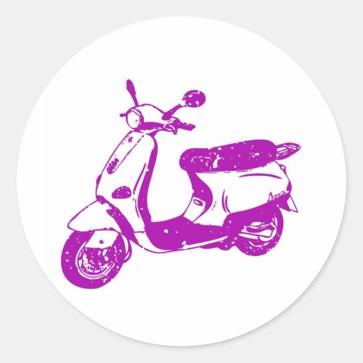 Paarse scooter ronde sticker (Voorkant)