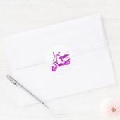 Paarse scooter ronde sticker (Envelop)