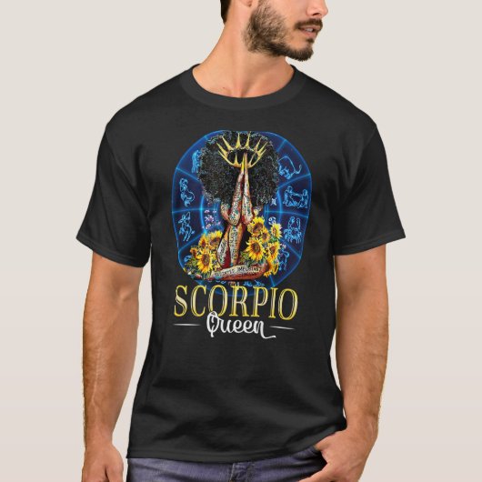 Paarse Scorpio Koningin Afrikaanse Amerikaanse Vro T-shirt (Voorkant)