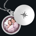 Paarse scrapbook Decorative Custom Photo Locket Ketting<br><div class="desc">Scrapbook lijst met paarse bloemdetails. Upload je favoriete foto.</div>