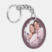 Paarse scrapbook Decorative Custom Photo Sleutelhanger (Voorkant Links)