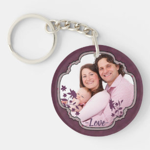 Paarse scrapbook Decorative Custom Photo Sleutelhanger