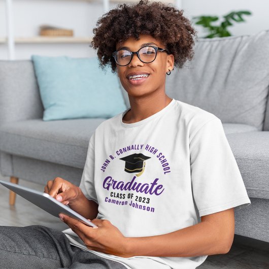 Paarse Script Afgestudeerde Gepersonaliseerde Afst T-shirt