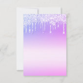 paarse script druppelen glitters meisje baby showe kaart (Achterkant)
