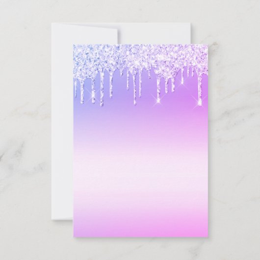 paarse script druppelen glitters meisje baby showe kaart (Achterkant)