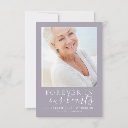Paarse script foto begrafenis sympathie dank u kaart (Voorkant)