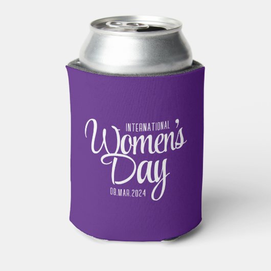 Paarse Script Internationale Vrouwendag 8 maart Blikjeskoeler (Blikje Achterkant)