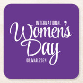 Paarse Script Internationale Vrouwendag 8 maart Kartonnen Onderzetters (Voorkant)